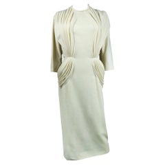 A Madame Grès Woollen Beige Couture Dress (attributed to)- France Circa 1970