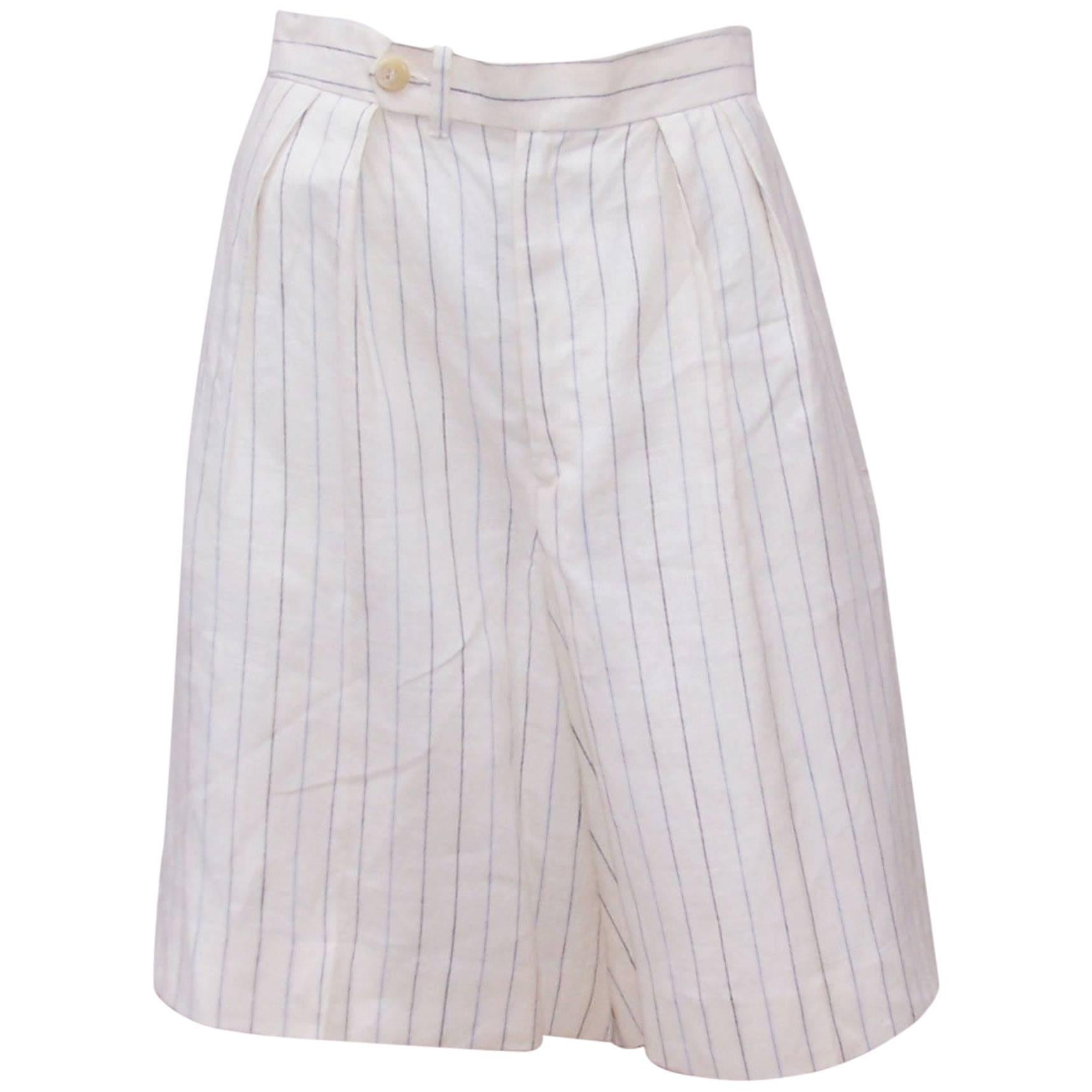 1970's Ralph Lauren Gatsby Style Linen Pinstripe Walking Shorts With Tags