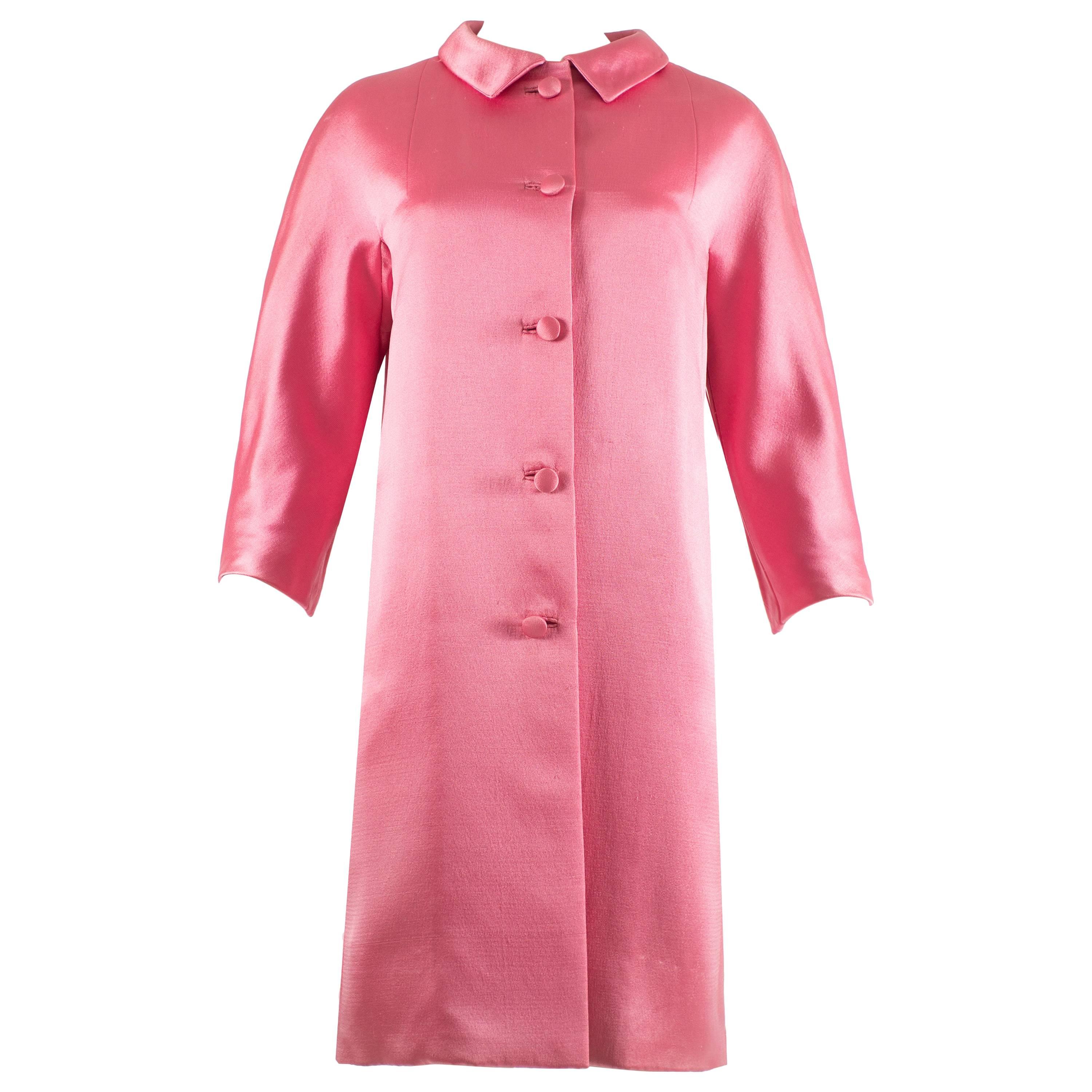Balenciaga 1963 Haute Couture hot pink silk evening coat