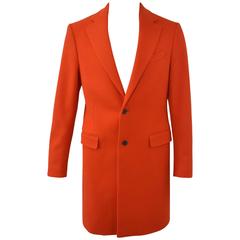 Raf Simons Bright Orange Woven Long Overcoat S/S 2014