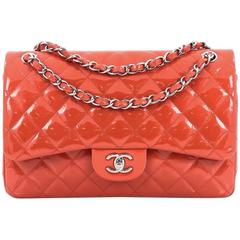 Chanel Classic Double Flap Bag Quilted Patent Jumbo