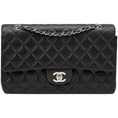 2000s Chanel Black Quilted Lambskin Medium Classic Double Flap Bag