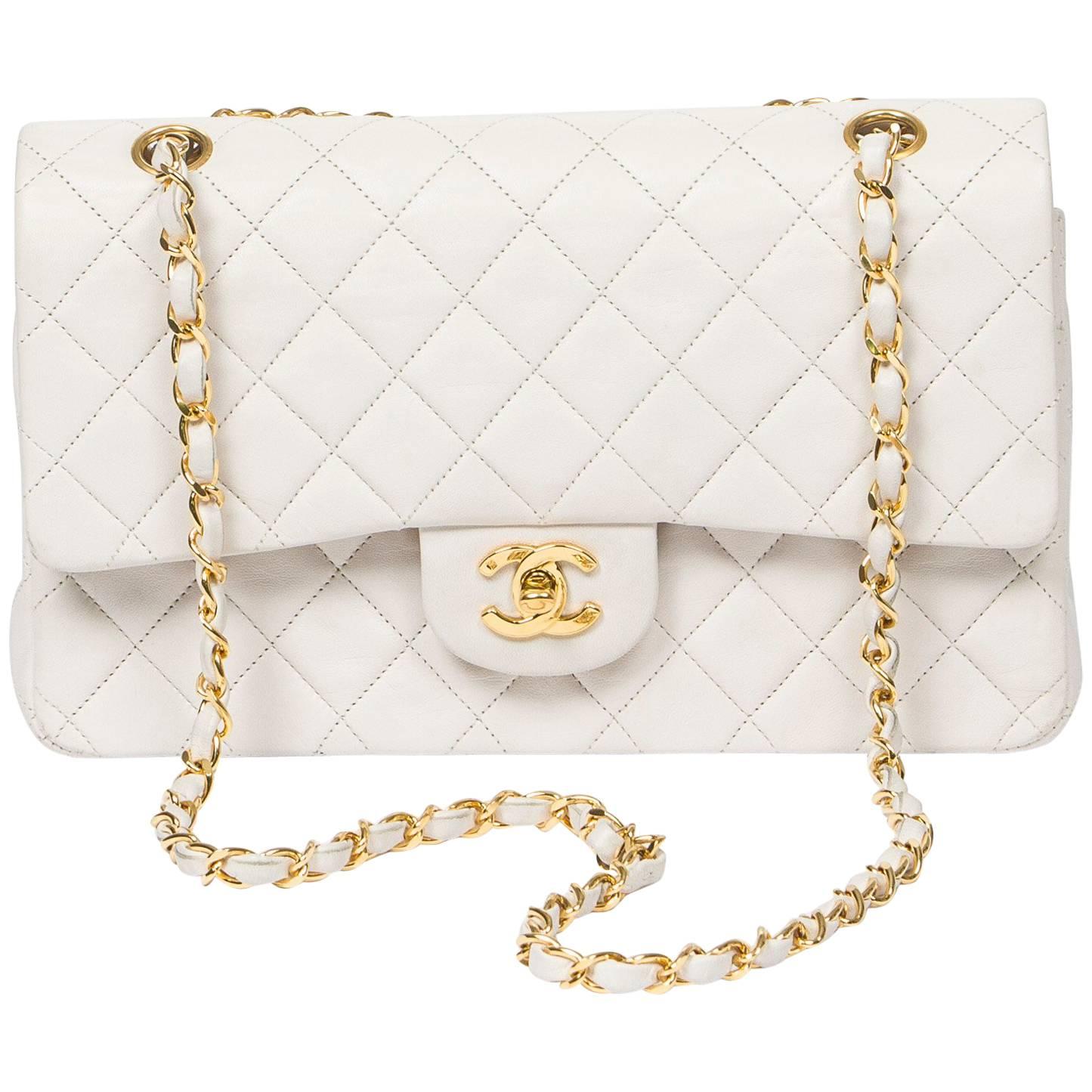 Chanel Classic Double Flap 26 White Quilted Leather