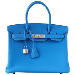 HERMES BIRKIN 30 Bag Verso Blue Zanzibar Malachite Togo Palladium Hardware 10