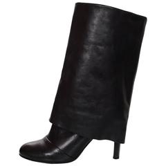 See by Chloe Black Leather Foldover Boos Sz 38.5 9
