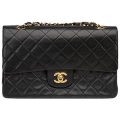 1990s Chanel Black Quilted Lambskin Vintage Medium Classic Double Flap Bag 3
