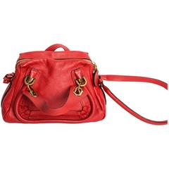 Chloe Small Red Leather Paraty Bag