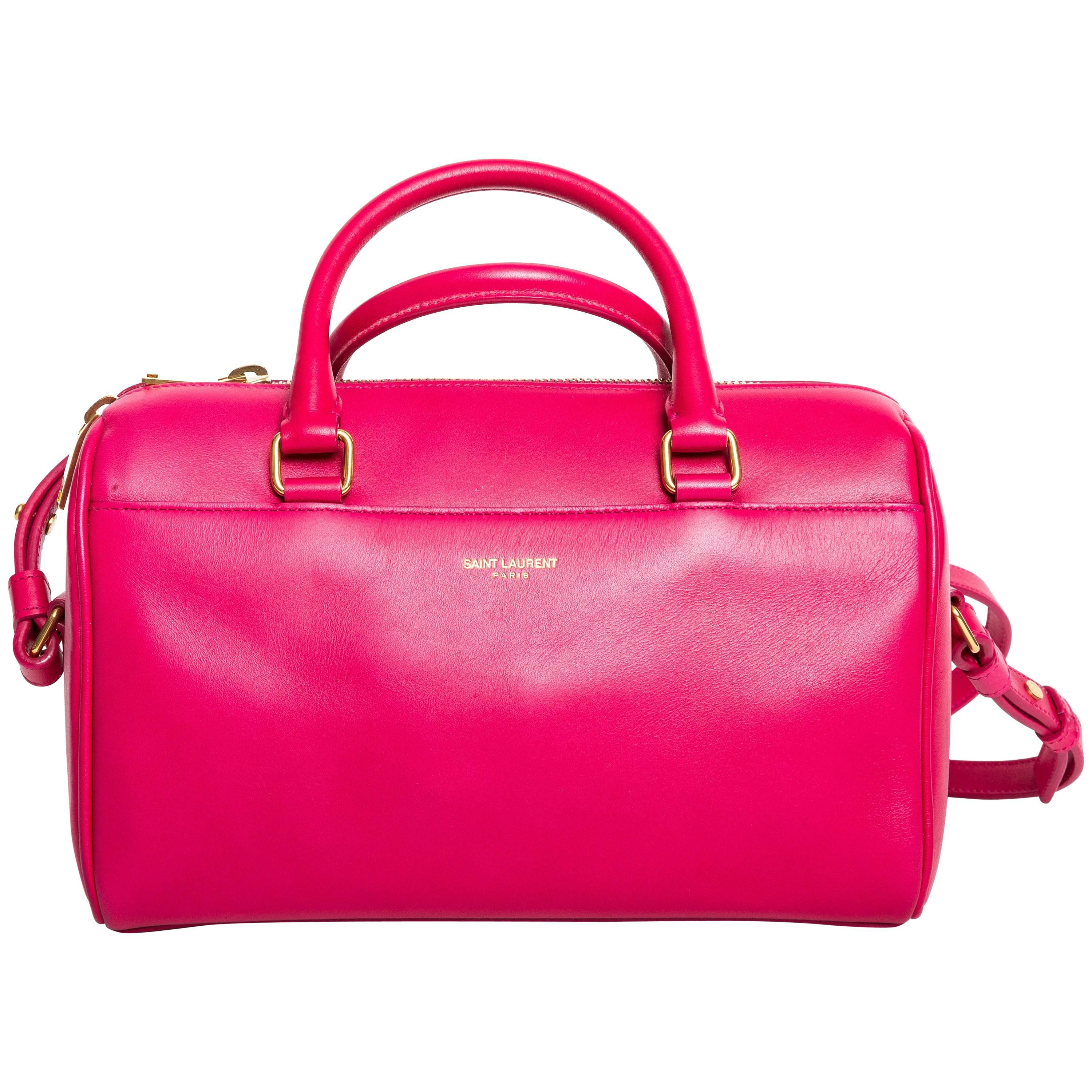 Saint Laurent Pink Duffle Bag with Top Handle and Shoulder Strap For Sale