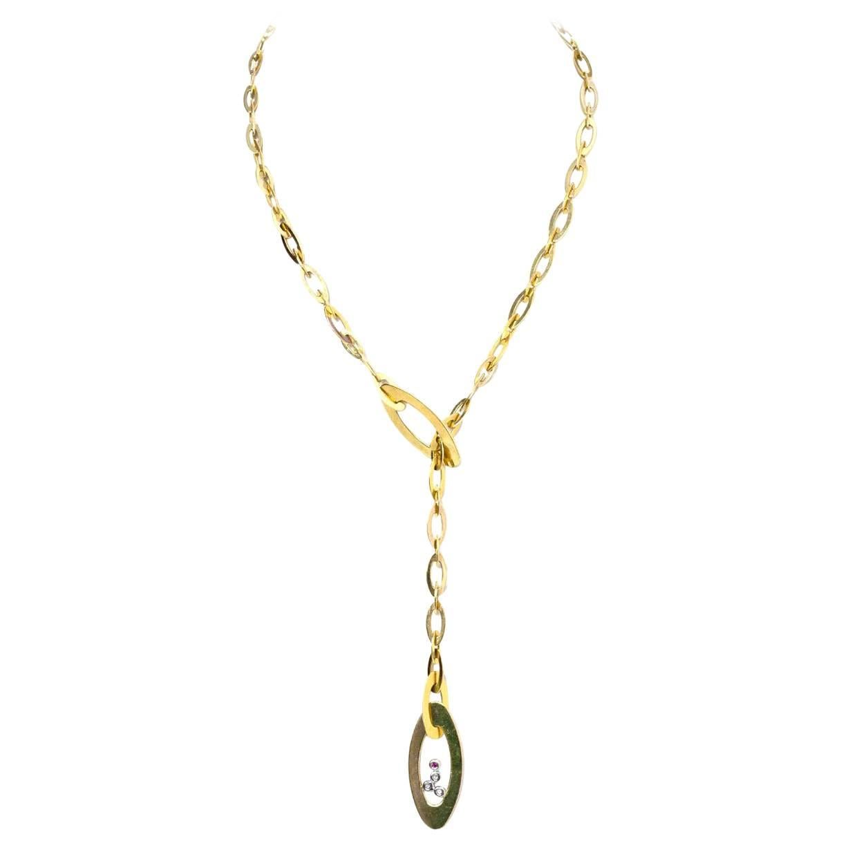 Roberto Coin Gold Chic & Shine Lariat Diamond Necklace 