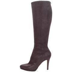 Jimmy Choo Bordeaux Sueded Lizard Embossed Boots Sz 36.5 6