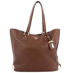 Prada Side Zip Shopper Tote Vitello Daino Groß