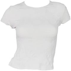 Chanel White Camelia CC Print Short Sleeve Top sz S 1