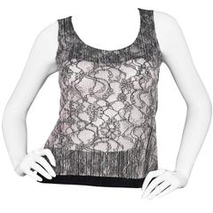 Rochas Black & Cream Sleeveless Top sz S 2