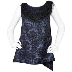 Vera Wang Black & Blue Floral Sleeveless Blouse sz US6