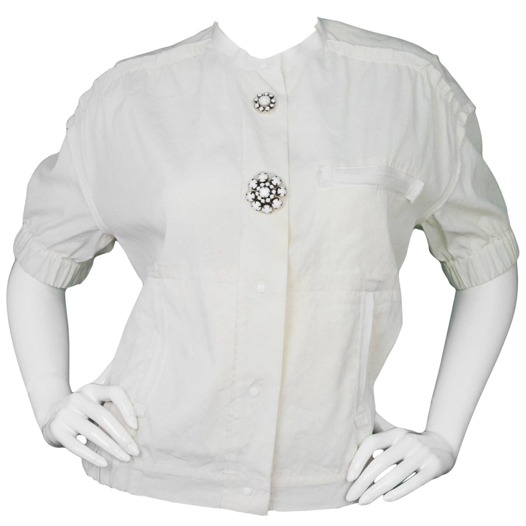 Lanvin Off-White Linen Short Sleeve Jacket sz FR38