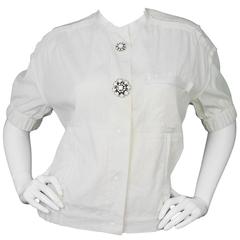 Lanvin Off-White Linen Short Sleeve Jacket sz FR38