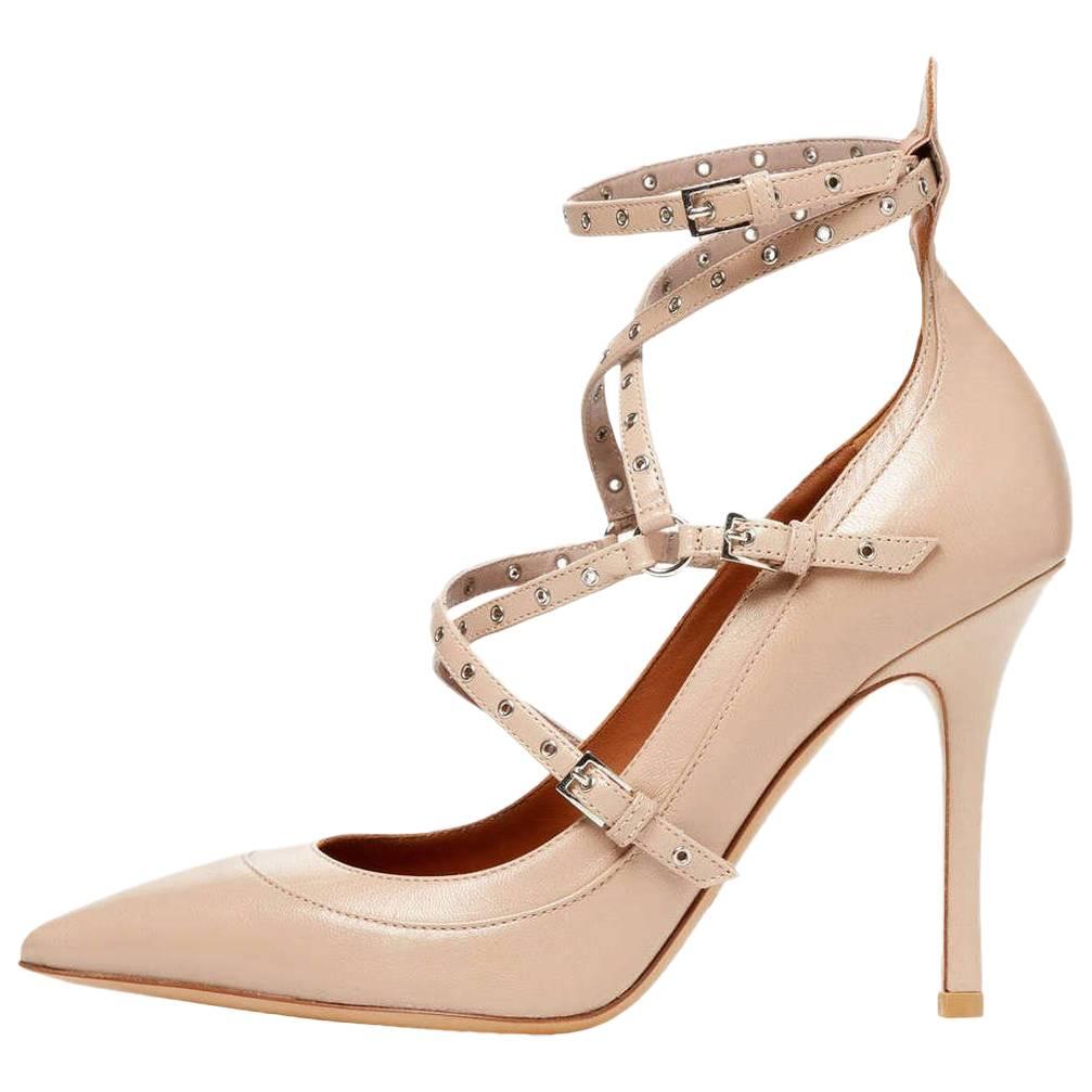 Valentino New Nude Tan Cut Out Strappy Sandals Heels in Box