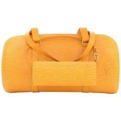 Louis Vuitton Soufflot Yellow Epi Leather Hand bag + Pouch
