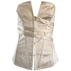 NWT La Perla 1990s Champagne Silk Vintage 90s Quilted Bustier Corset Top
