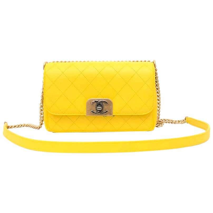 Chanel Yellow Crossbody Flap Bag For Sale at 1stDibs