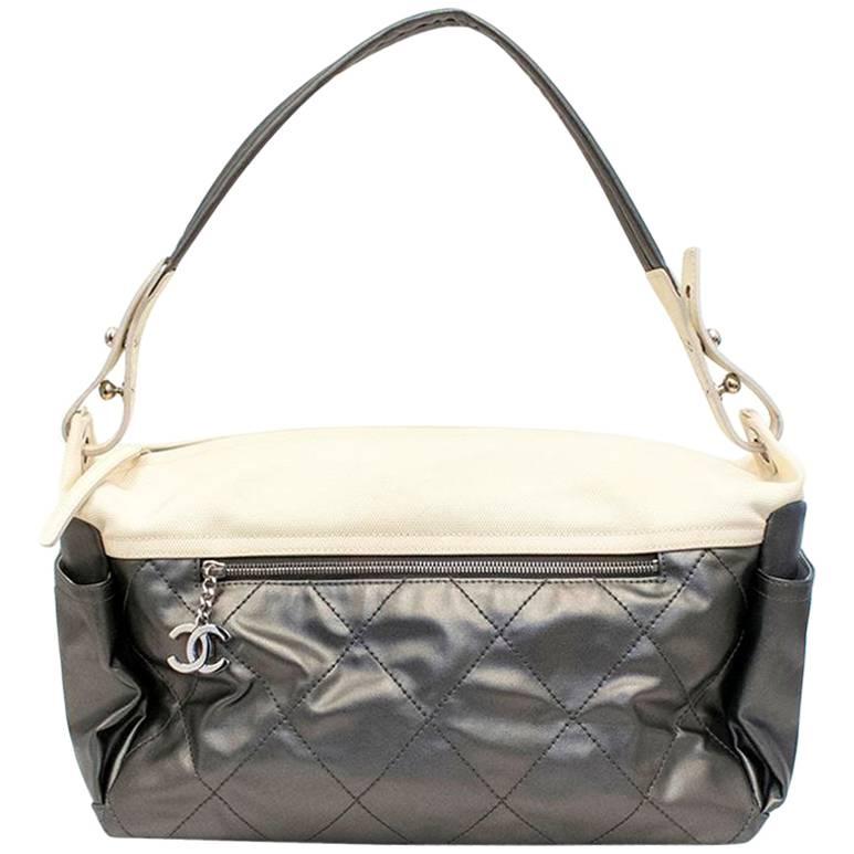 Chanel Silver and Cream Bag For Sale