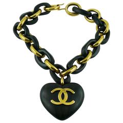 Chanel Vintage Rare Iconic Massive Wooden Heart Necklace 9