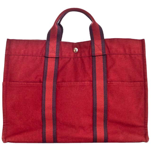 Hermes Brick Red Canvas Fourre-Tout GM Tote Bag For Sale at 1stDibs ...