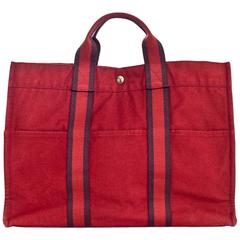 Hermes Brick Red Canvas Fourre-Tout GM Tote Bag