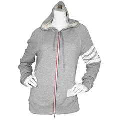 Thom Browne Men's Grey Block Stripe Cotton Zip Up Hoodie sz 3/L rt. $725 9