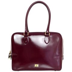 Moschino Burgundy Glazed Leather Handle Bag 4