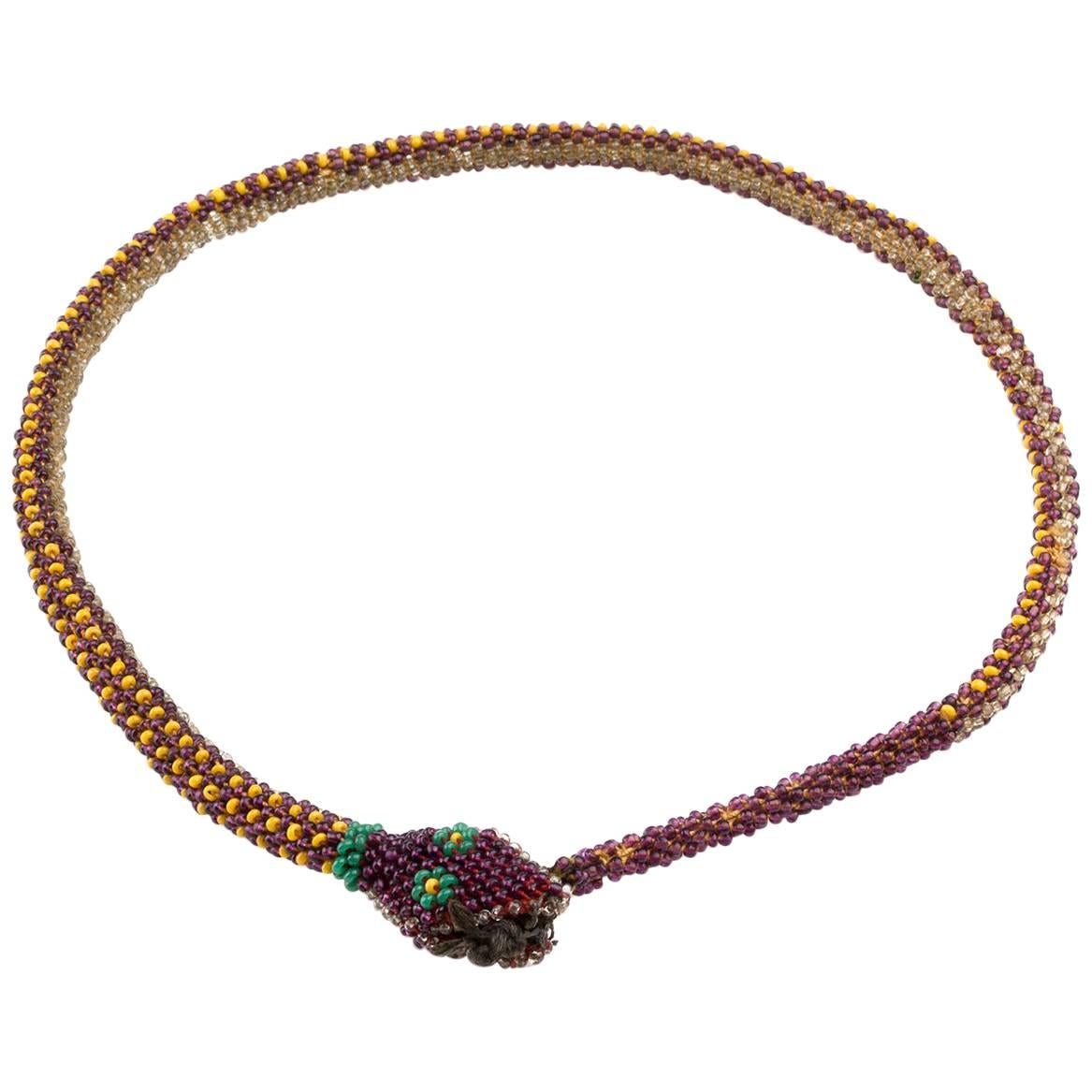 Rare 1920 Antique WW1 Turkish Prisoner of war Beaded Snake Necklace  For Sale