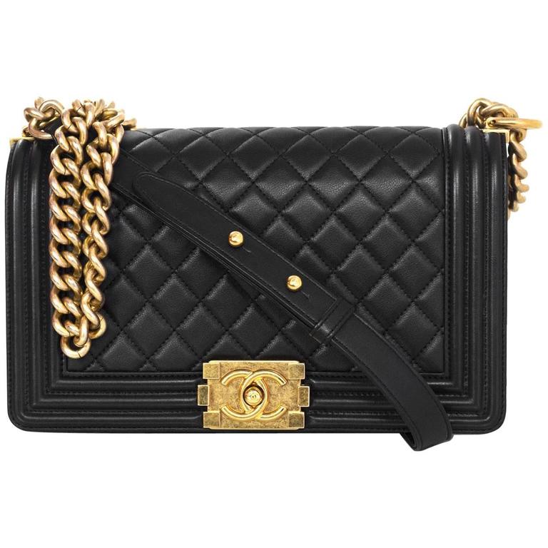 Chanel Crest Boy Flap Bag Quilted Lambskin New Medium at 1stDibs
