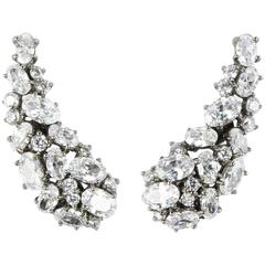 Stunning Faux White Brilliant Cut Diamond Demi Lune Sterling Silver Earrings 4