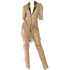 1970s Fringed Leather Jumpsuit