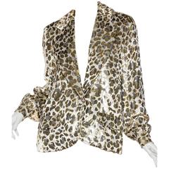 Gold Lurex Velvet Leopard Jacket Blouse by Bill Blass