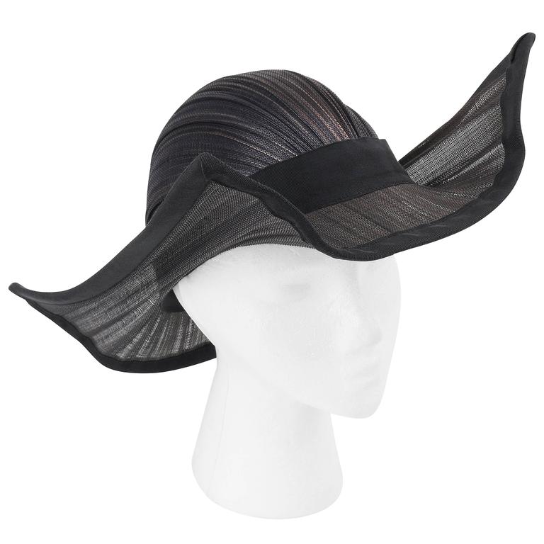 KATE BISHOP Petaluma CA Pleasted Semi Sheer Black Wide Brim Hat OS Craft Show Artist Kate Bishop Makes Elegantly Eccentric Hats main image 2