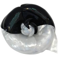 Rare CHANEL Black and White Camellia Flower Brooch 8