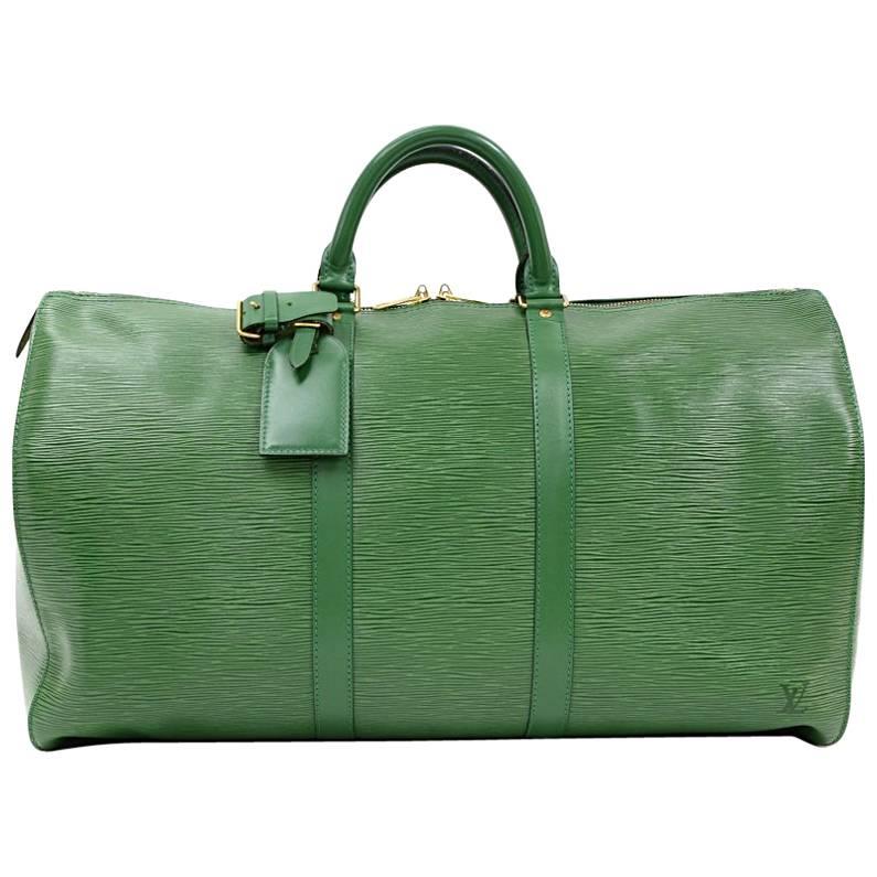 Vintage Louis Vuitton Keepall 50 Green Epi Leather Travel Bag 