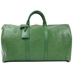 Vintage Louis Vuitton Keepall 50 Green Epi Leather Travel Bag