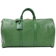 Retro Louis Vuitton Keepall 50 Green Epi Leather Travel Bag 