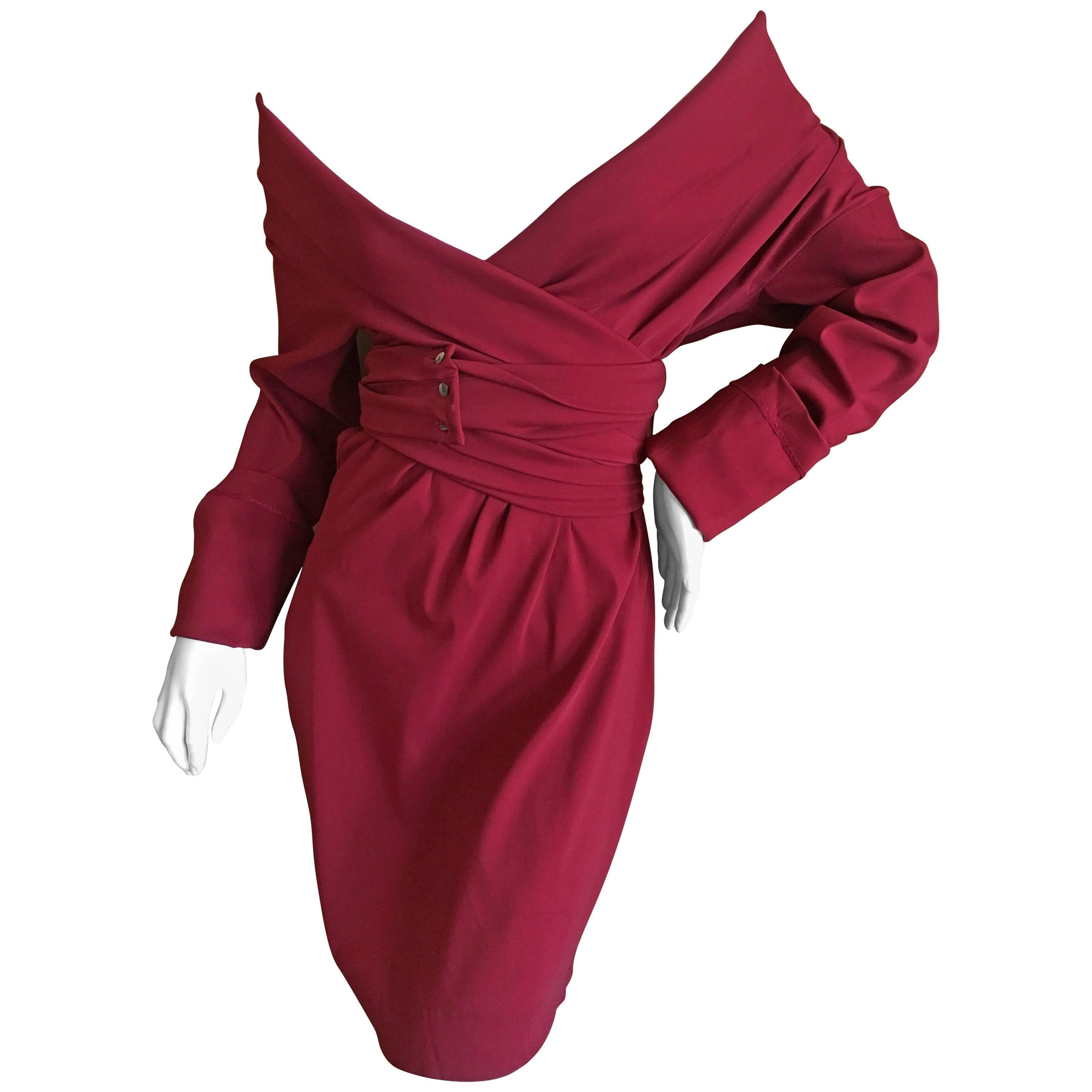 Romeo Gigli for Bergdorf Goodman Revealing Red Wrap Dress For Sale