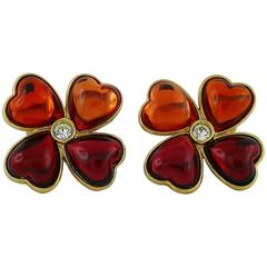 Yves Saint Laurent YSL Vintage Clover Clip-On Earrings 8