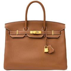 Hermes Birkin 35 Togo Gold GHW 12