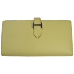 Hermès Béarn Soufflet Wallet epsom Leather Jaune Pouissin Palladium HW / NEW 1