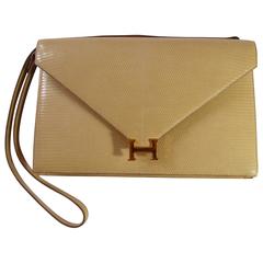 Hermès Vintage Lydies Clutch lézard créme / Rare in this color ...Great deal ! 5