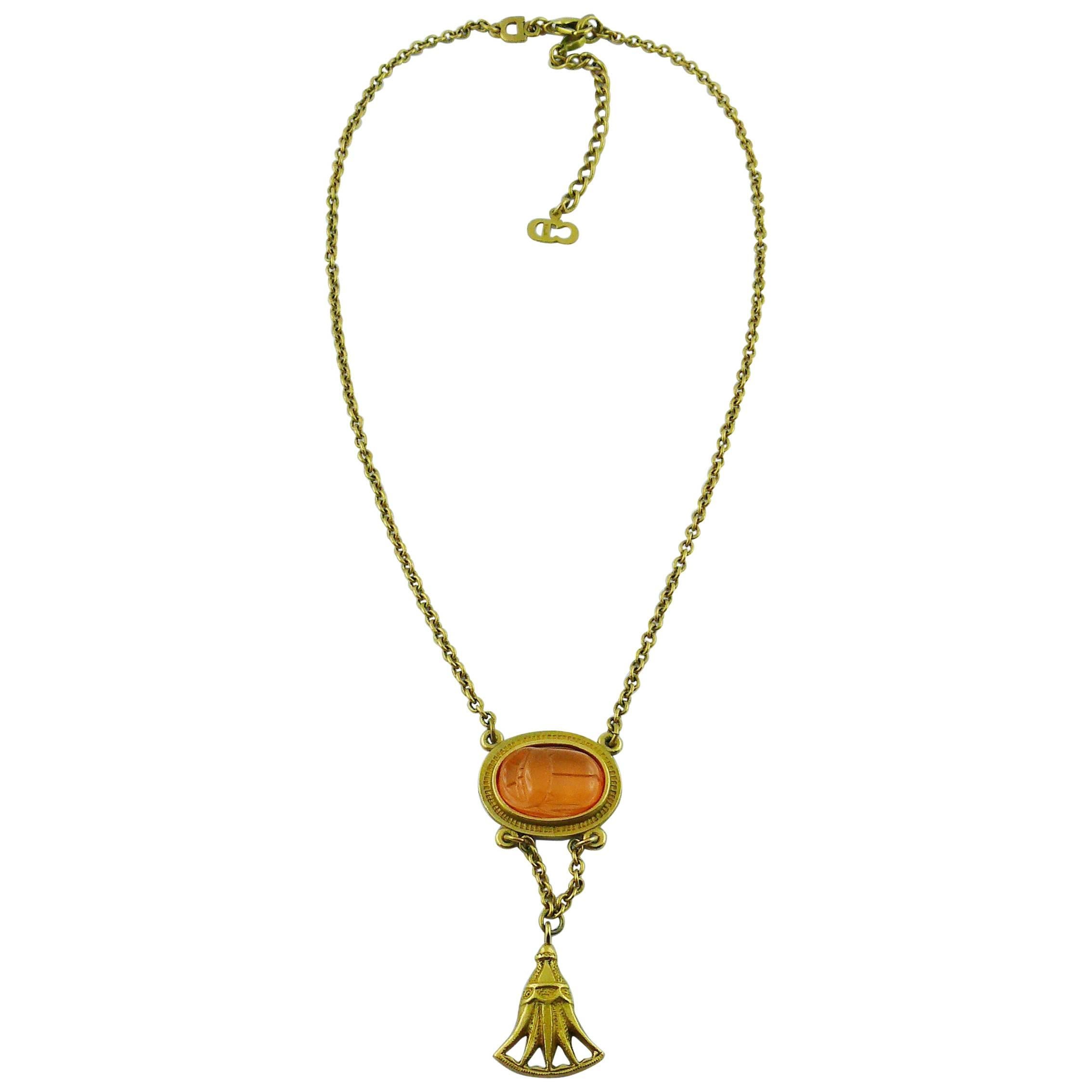 Christian Dior Egyptian Revival Scarab Necklace