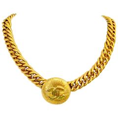 Iconic Coco Chanel Gold Tone Medallion Choker 2