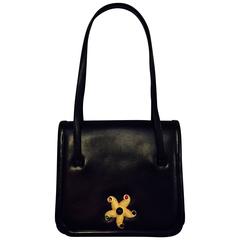 Judith Leiber's Beautiful Starfish Black Leather Bag with Two Top Handles 4