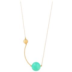 VERSACE c.1980's UGO CORREANI Gold & Teal Modernist Sphere Pendant Necklace NOS 11