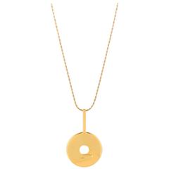 PIERRE CARDIN c.1970's Gold Two Tone Modernist Disc Pendant Necklace 5